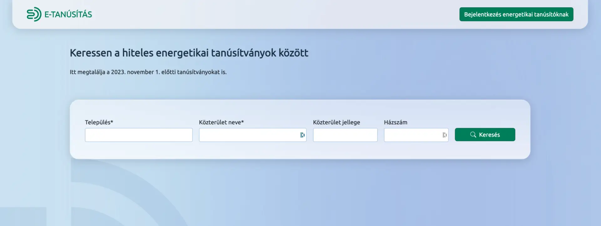Energetikai tanúsítvány lekérdezés